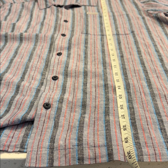 Columbia Linen Blend Short Sleeve Camp Shirt Mens XXL Gray Blue - Picture 6 of 8
